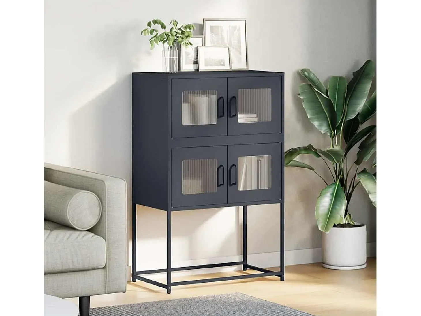 Aparador de acero gris antracita 68x39x107 cm