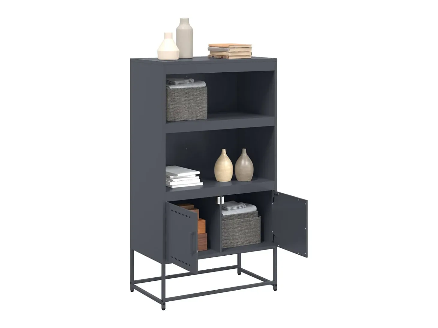 Aparador de acero gris antracita 68,5x38,5x123,5 cm