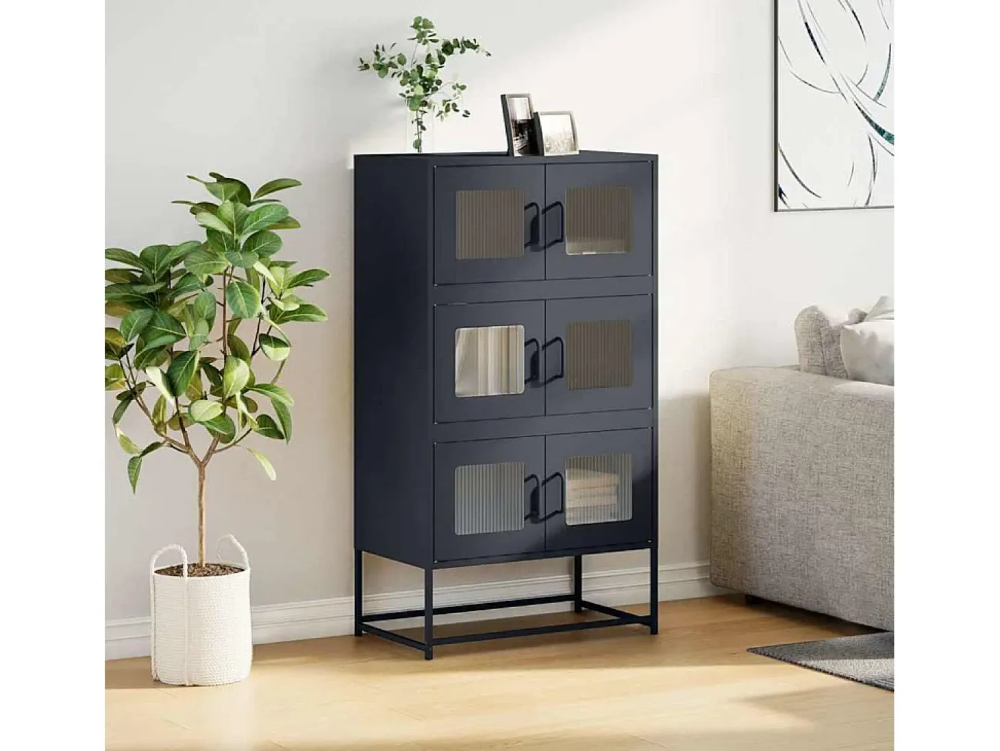 Aparador de acero gris antracita 68x39x123 cm