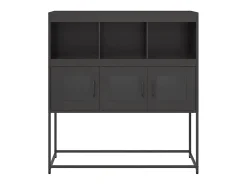 Aparador de acero laminado en frío negro 100,5x39x107 cm