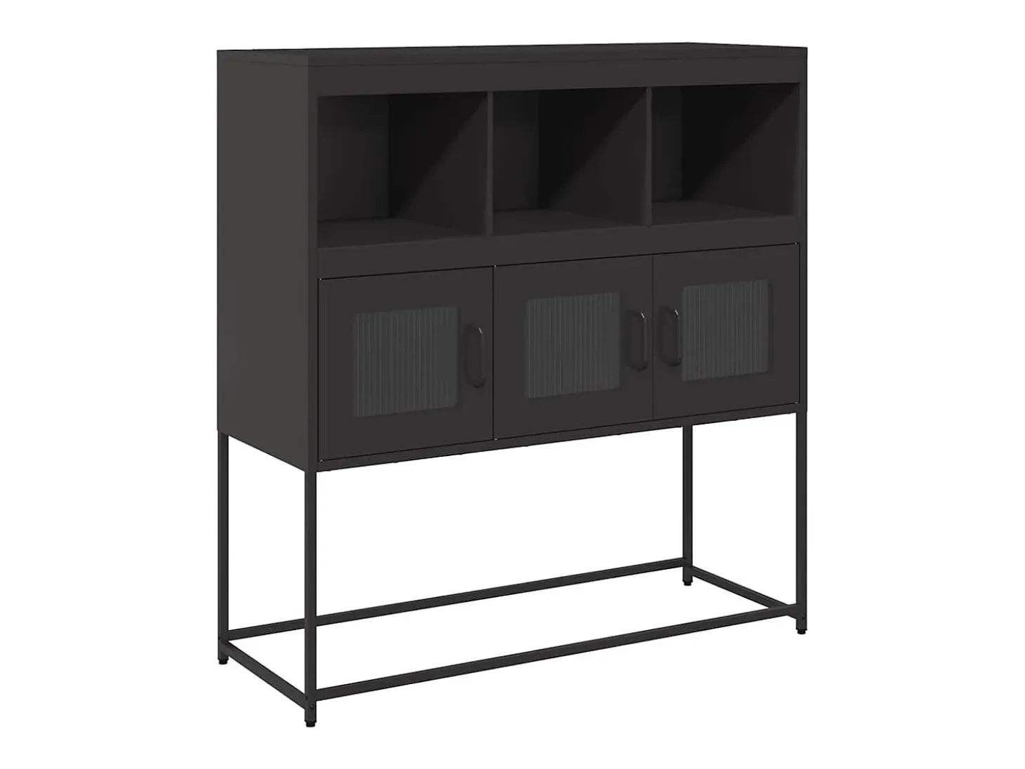 Aparador de acero laminado en frío negro 100,5x39x107 cm