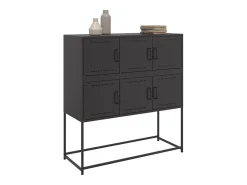 Aparador de acero laminado en frío negro 100,5x39x107 cm