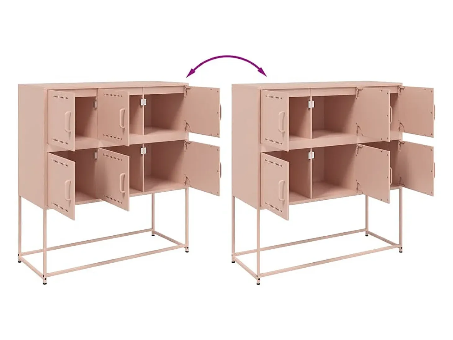 Aparador de acero laminado en frío rosa 100,5x39x107 cm