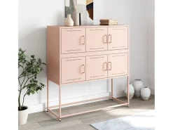 Aparador de acero laminado en frío rosa 100,5x39x107 cm