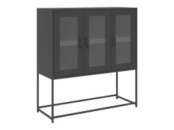 Aparador de acero laminado en frío negro 100,5x39x107 cm