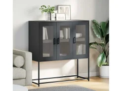 Aparador de acero laminado en frío negro 100,5x39x107 cm