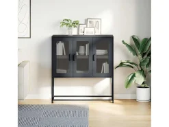 Aparador de acero laminado en frío negro 100,5x39x107 cm