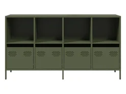 Aparador de acero laminado en frío verde oliva 135x39x73,5 cm