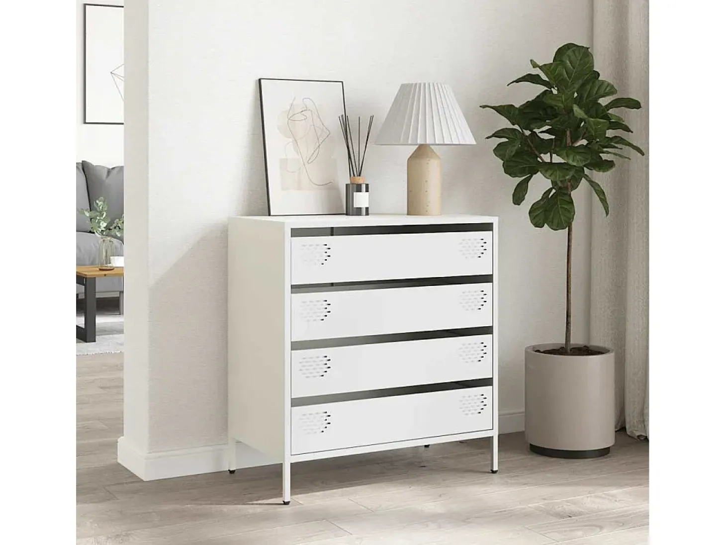 Aparador de acero laminado en frío blanco 68x39x73,5 cm