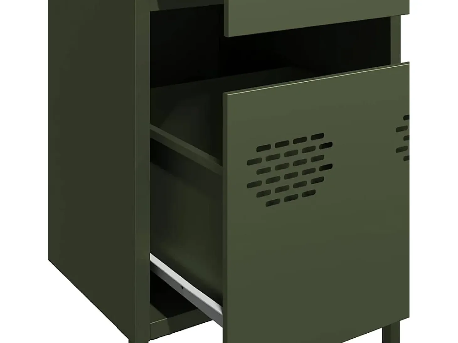 Aparador de acero laminado en frío verde oliva 35x39x73,5 cm