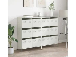 Aparador de acero laminado en frío blanco 135x39x103,5 cm