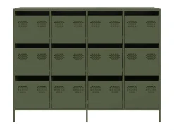 Aparador de acero laminado en frío verde oliva 135x39x103,5 cm