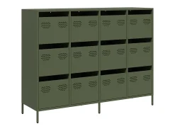 Aparador de acero laminado en frío verde oliva 135x39x103,5 cm