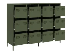 Aparador de acero laminado en frío verde oliva 135x39x103,5 cm