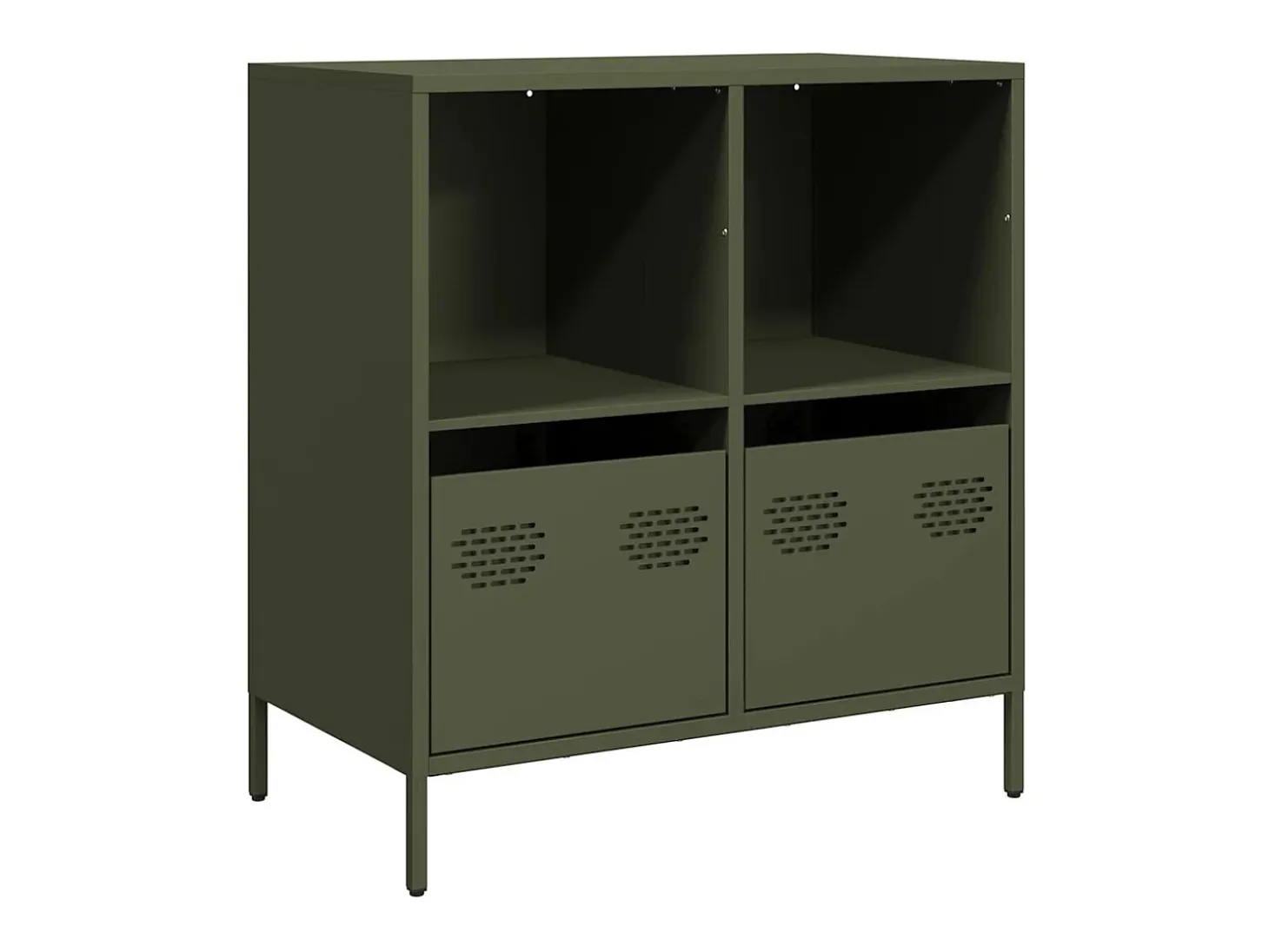 Aparador de acero laminado en frío verde oliva 68x39x73,5 cm