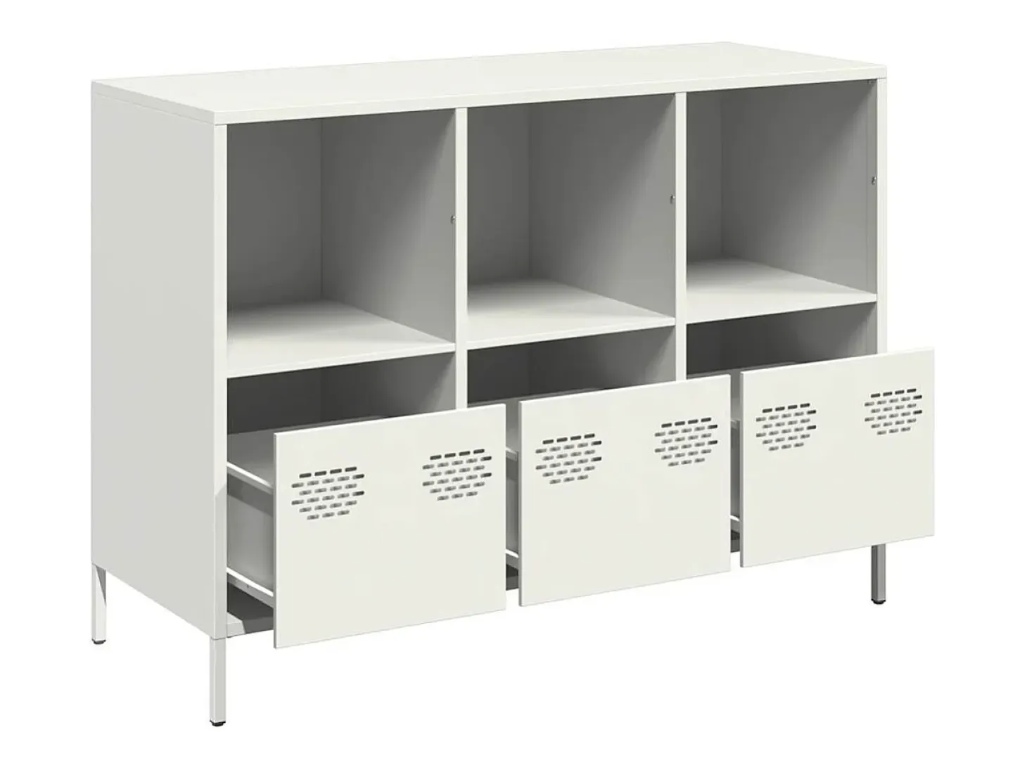 Aparador de acero laminado en frío blanco 101,5x39x73,5 cm
