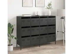 Aparador de acero laminado en frío negro 135x39x103,5 cm