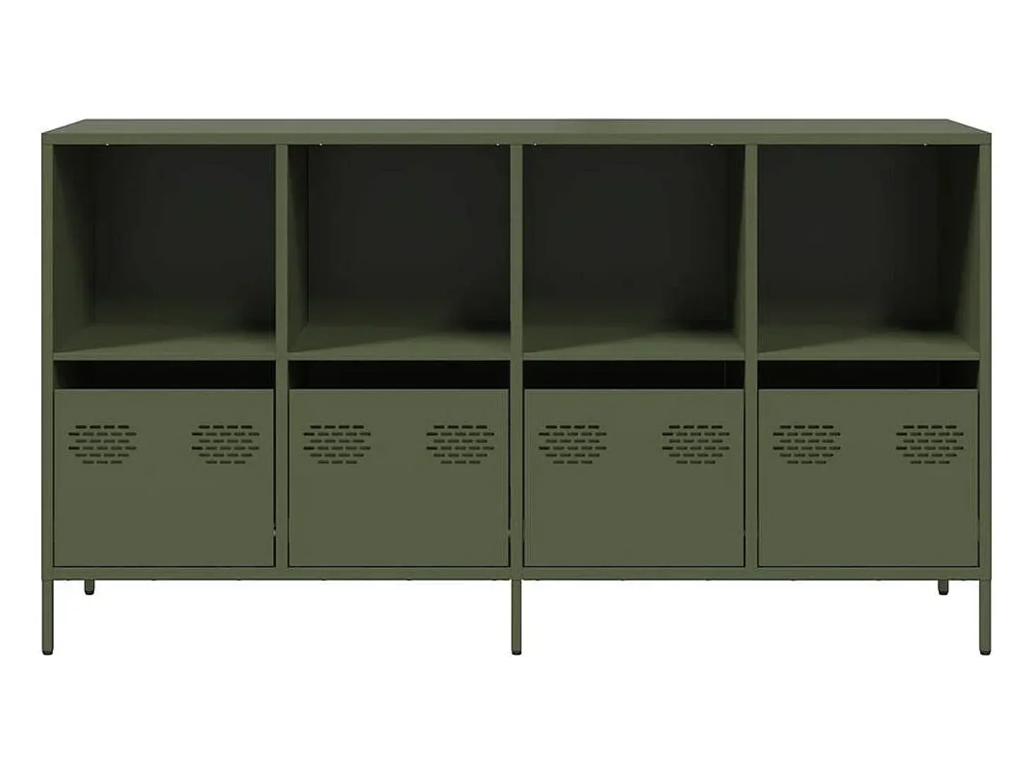 Aparador de acero laminado en frío verde oliva 135x39x73,5 cm