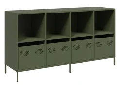 Aparador de acero laminado en frío verde oliva 135x39x73,5 cm