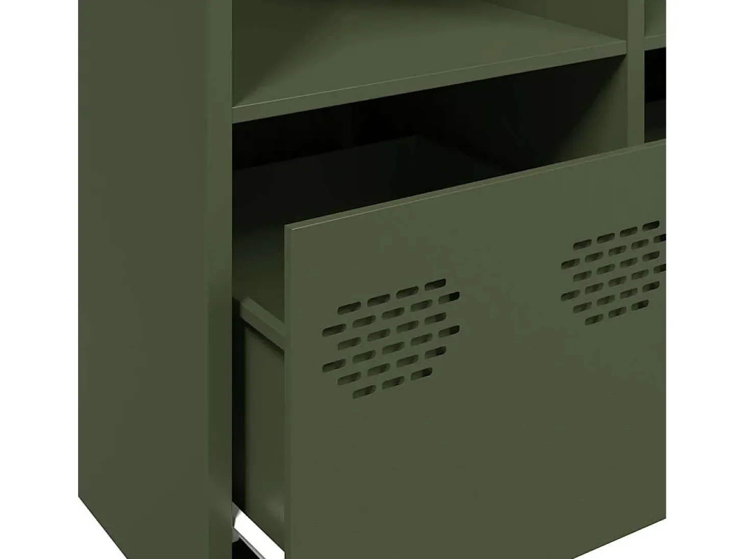 Aparador de acero laminado en frío verde oliva 135x39x73,5 cm