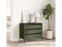 Aparador de acero laminado en frío verde oliva 68x39x58,5 cm