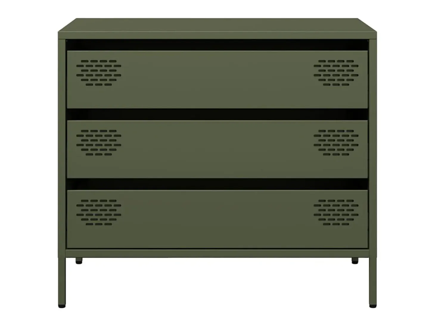 Aparador de acero laminado en frío verde oliva 68x39x58,5 cm