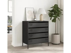 Aparador de acero laminado en frío negro 68x39x73,5 cm