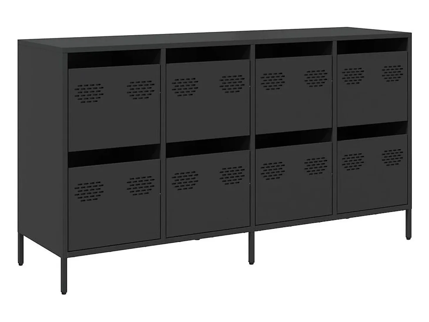 Aparador de acero laminado en frío negro 135x39x73,5 cm