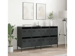 Aparador de acero laminado en frío negro 135x39x73,5 cm