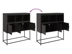 Aparador de acero laminado en frío negro 100,5x39x107 cm
