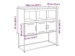 Aparador de acero laminado en frío negro 100,5x39x107 cm