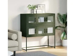 Aparador de acero laminado en frío verde oliva 100,5x39x107 cm