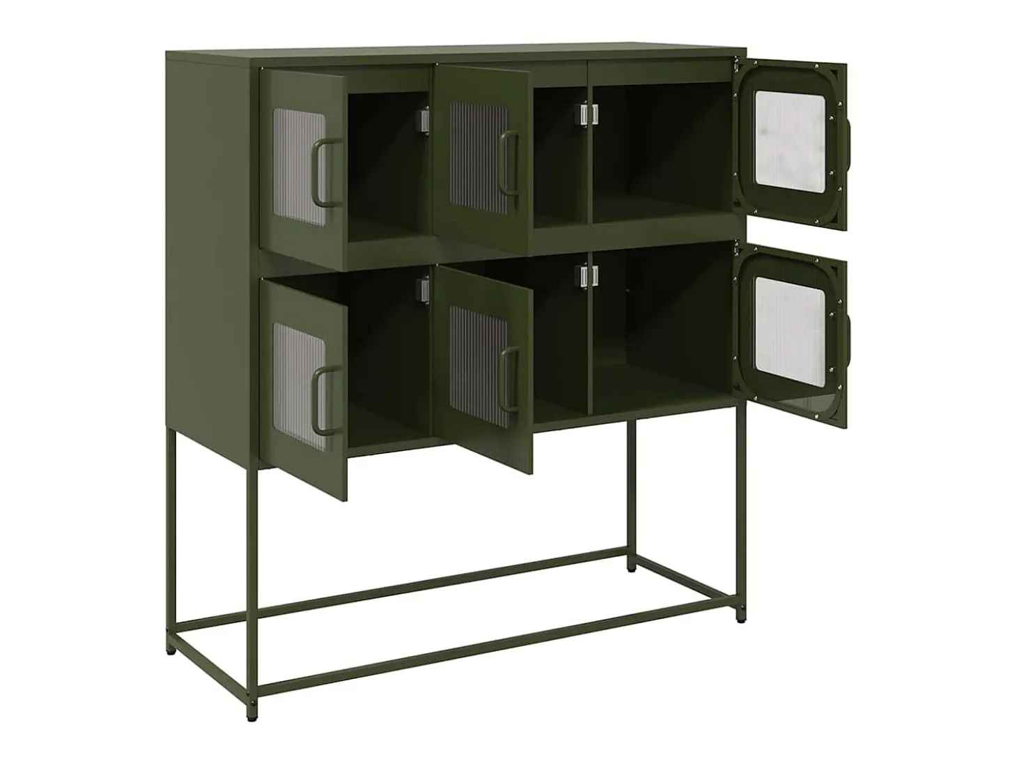 Aparador de acero laminado en frío verde oliva 100,5x39x107 cm
