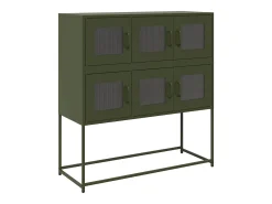Aparador de acero laminado en frío verde oliva 100,5x39x107 cm