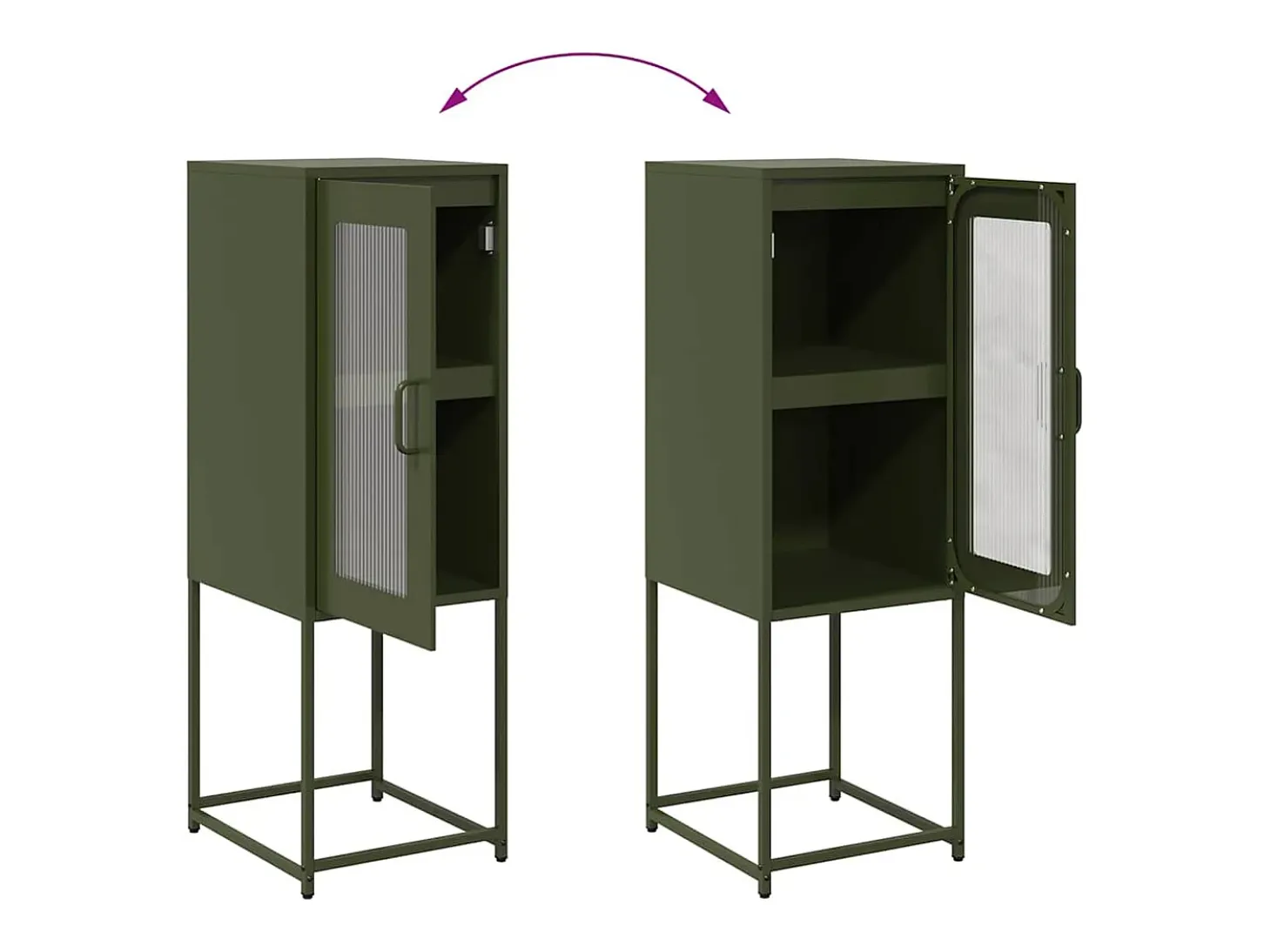 Aparador de acero laminado en frío verde oliva 36x39x107 cm