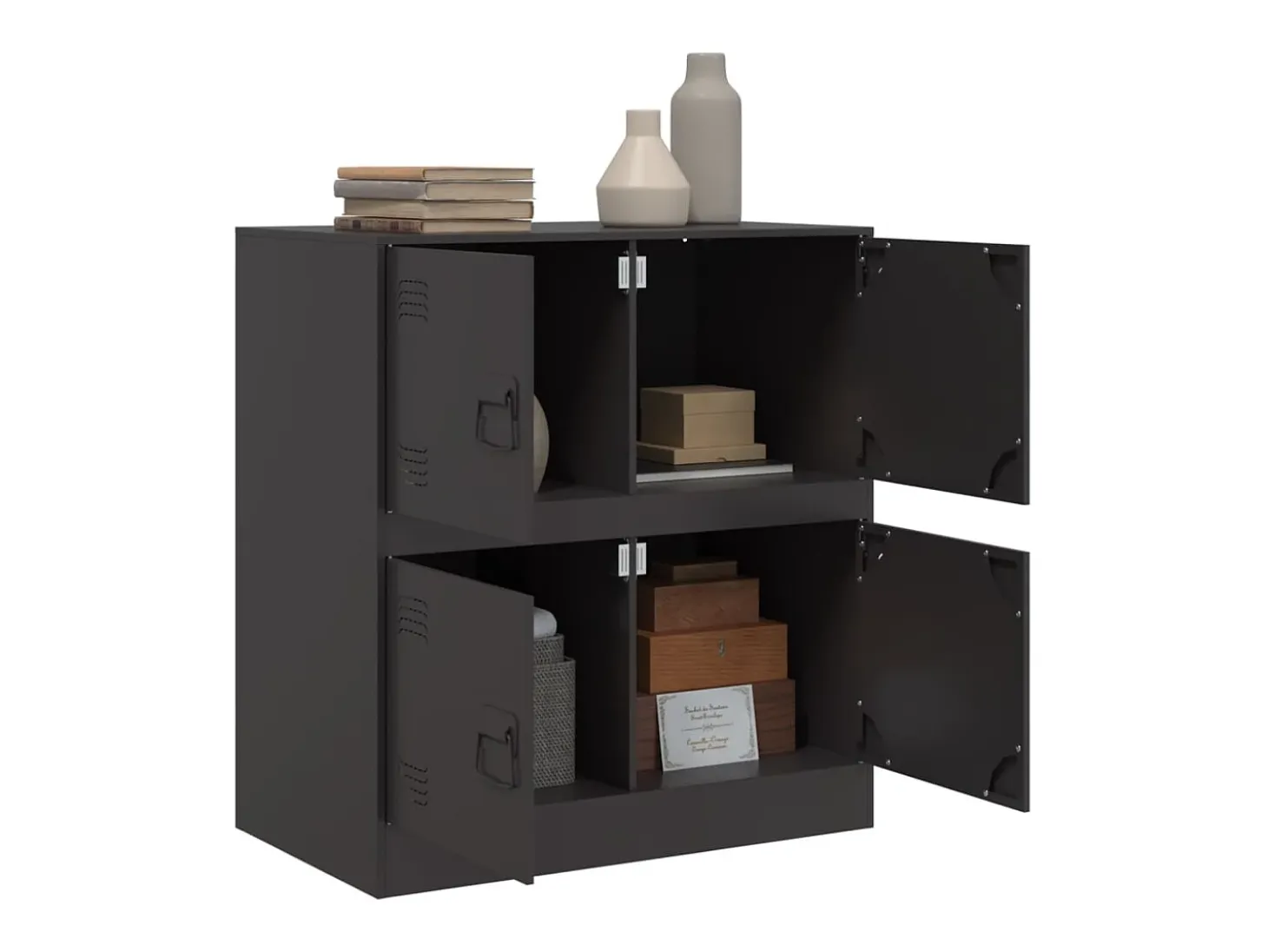 Aparador de acero negro 67x39x73 cm ES399015