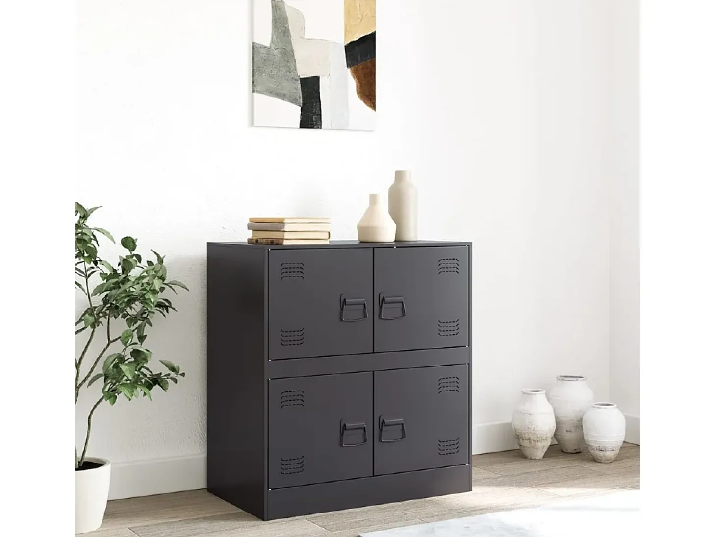 Aparador de acero negro 67x39x73 cm ES399015