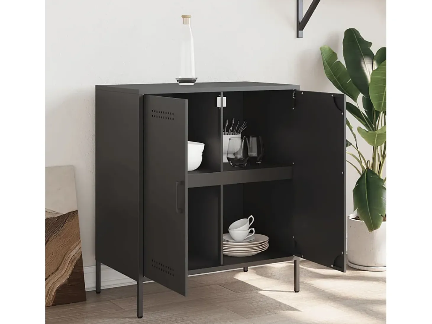 Aparador de acero negro 68x39x79 cm