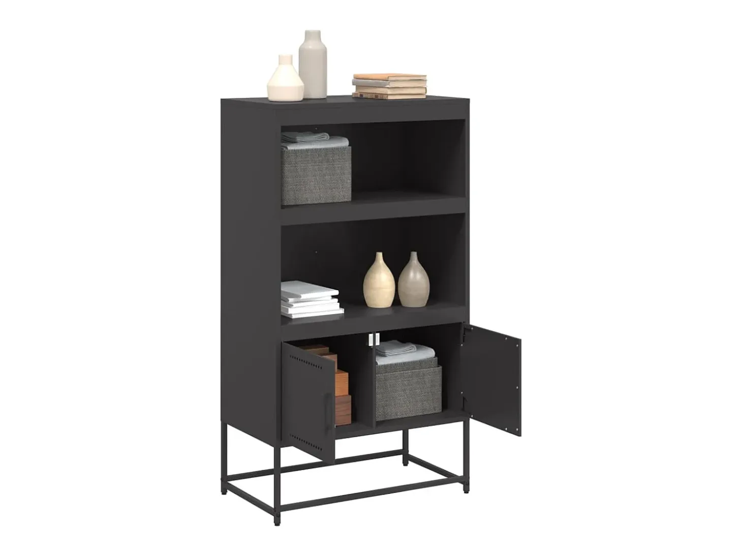 Aparador de acero negro 68,5x38,5x123,5 cm