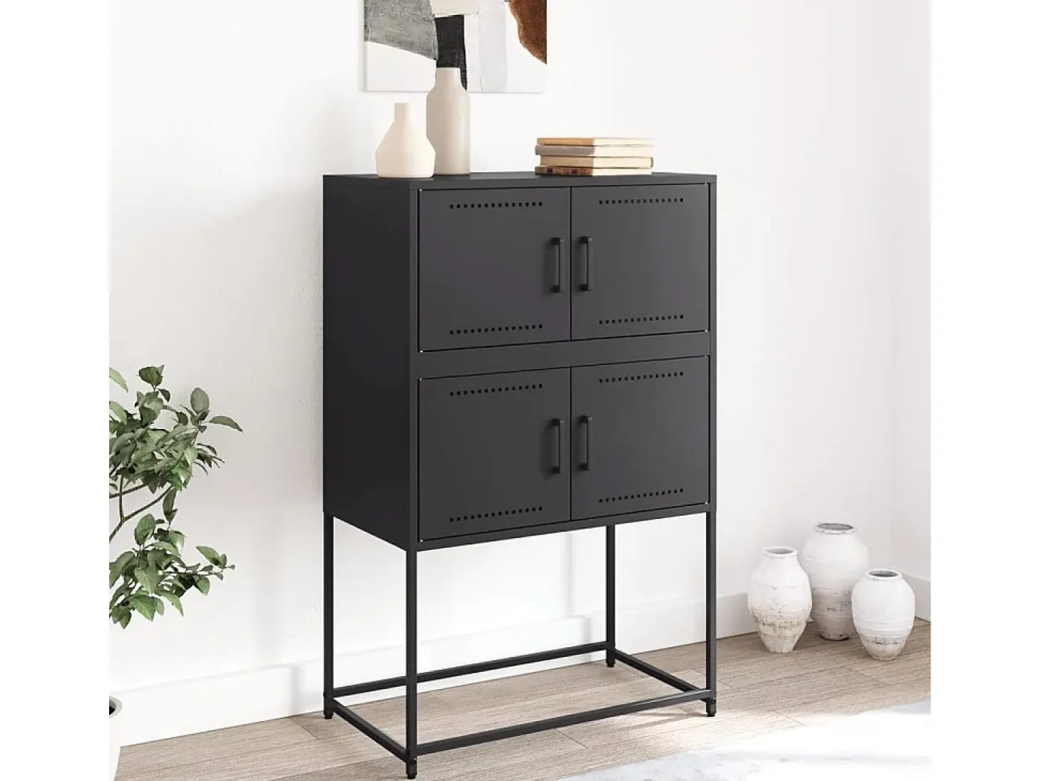 Aparador de acero negro 68,5x38,5x107 cm