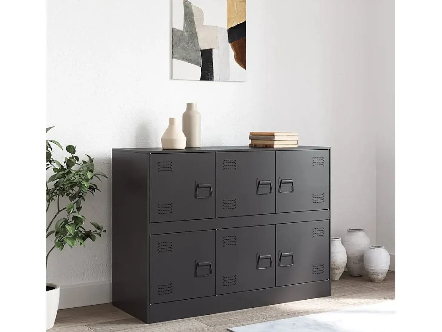 Aparador de acero negro 99x39x73 cm ES745414