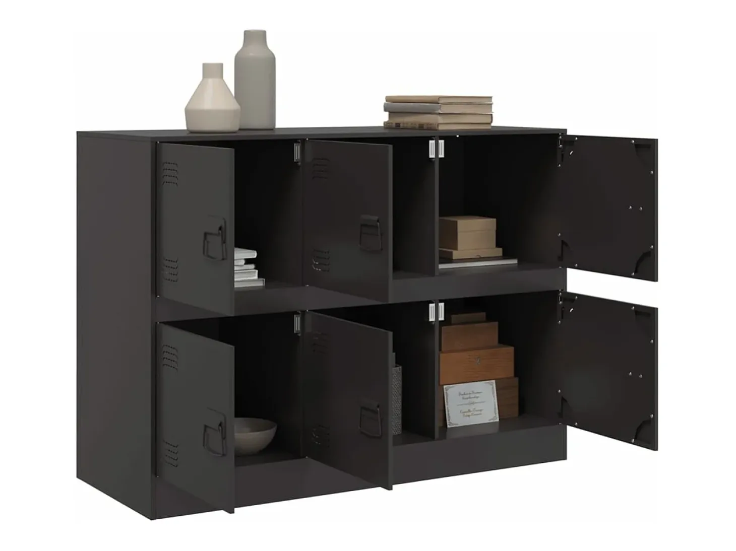 Aparador de acero negro 99x39x73 cm ES745414