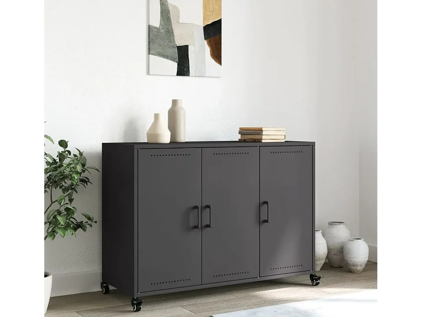 Aparador de acero negro 100,5x39x72 cm
