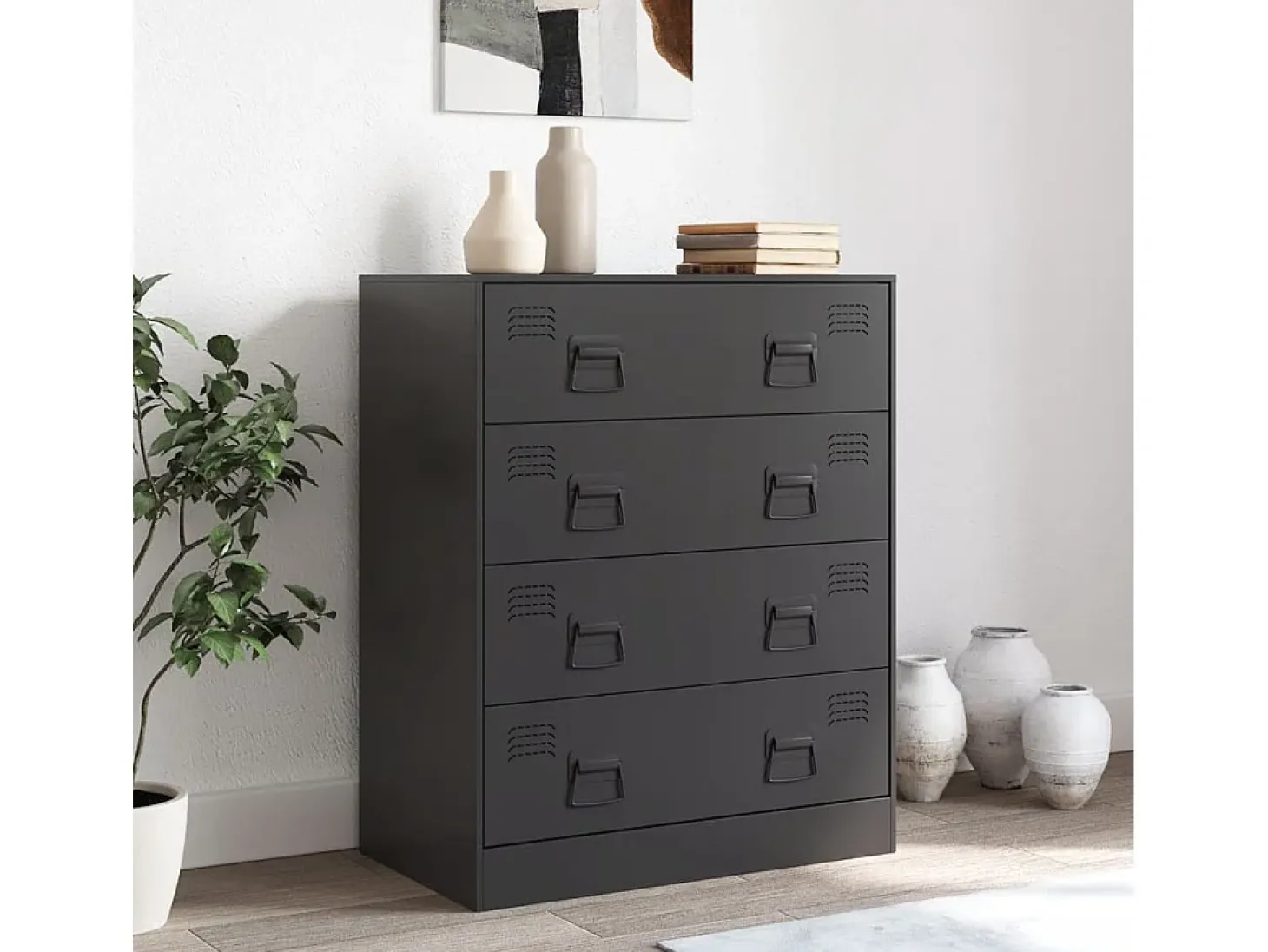 Aparador de acero negro 67x39x83 cm ES242266