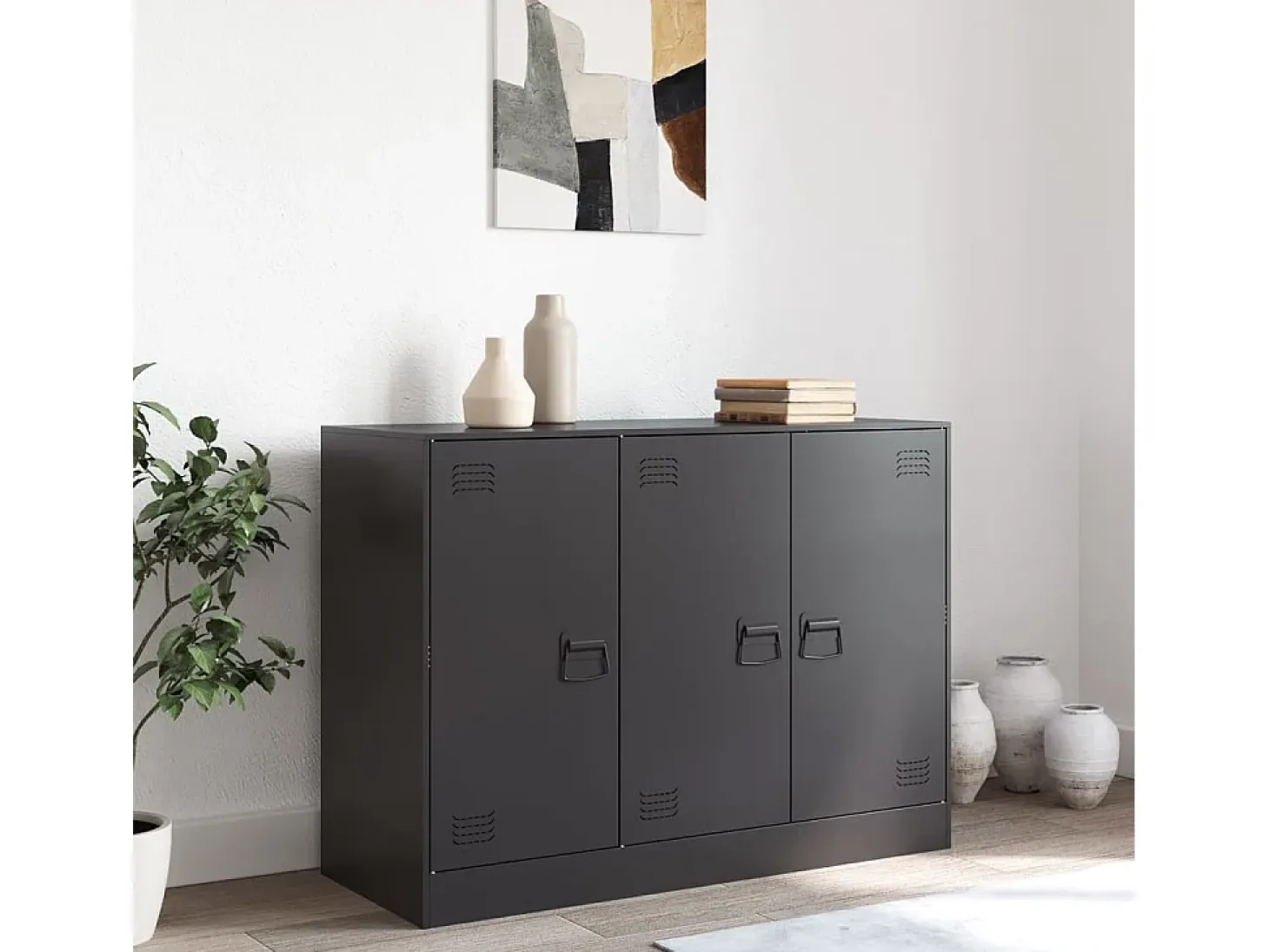 Aparador de acero negro 99x39x73 cm