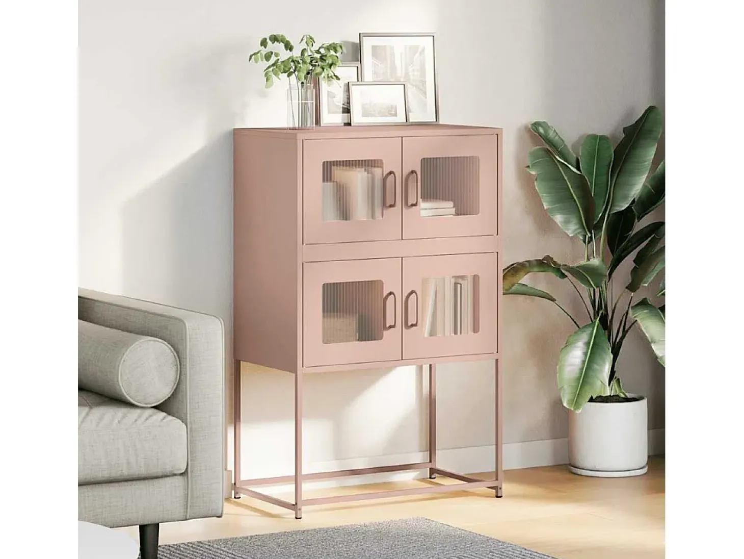 Aparador de acero rosa 68x39x107 cm