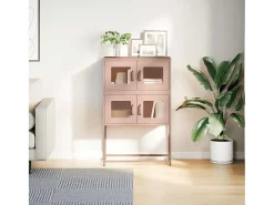 Aparador de acero rosa 68x39x107 cm