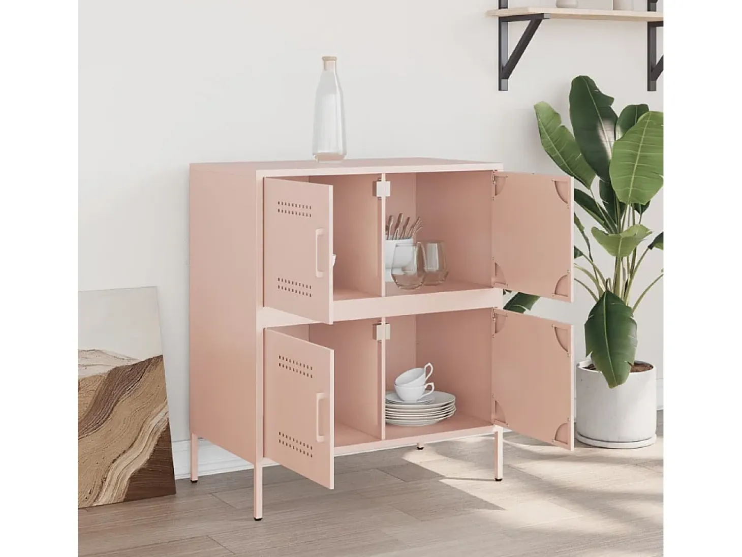 Aparador de acero rosa 68x39x79 cm