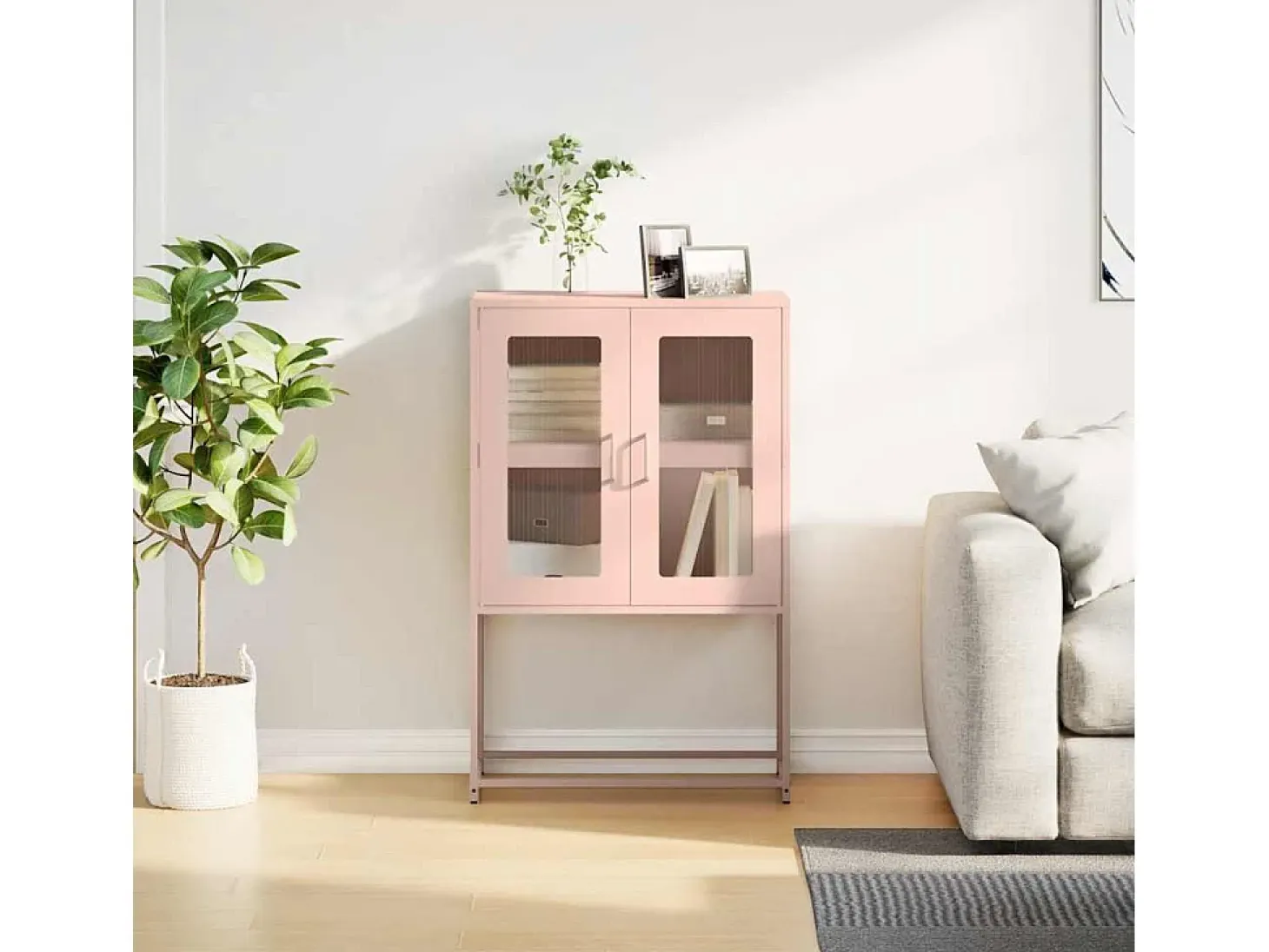 Aparador de acero rosa 68x39x107 cm