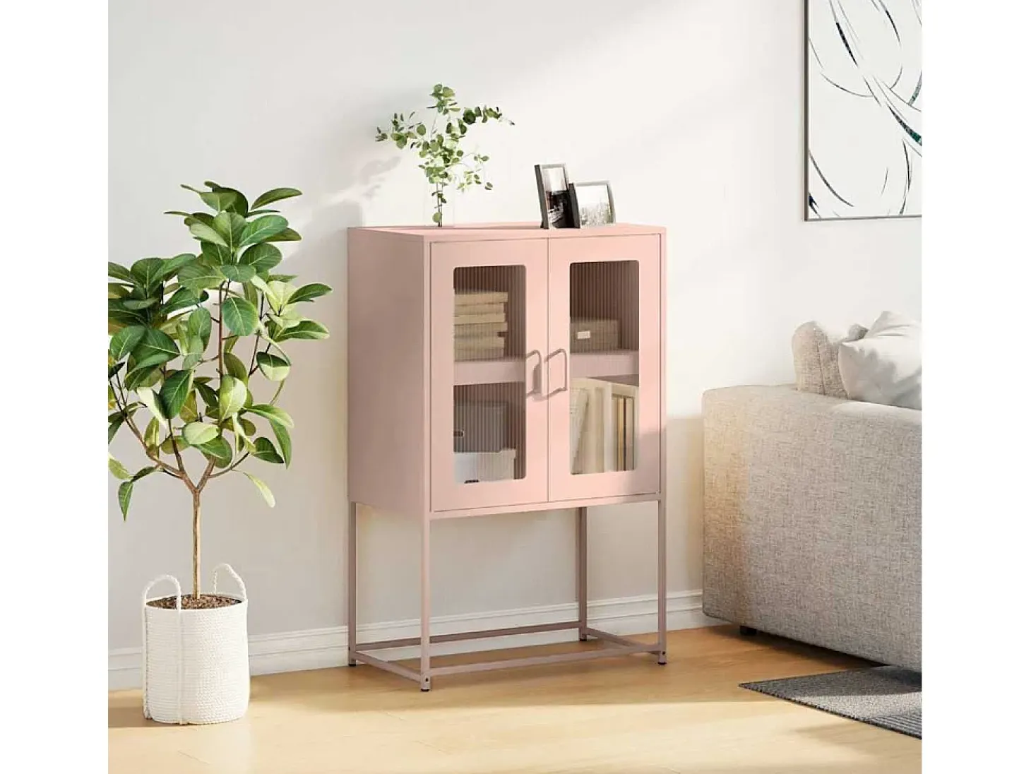 Aparador de acero rosa 68x39x107 cm